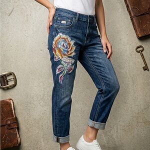 Ed Hardy by Christian Audigier, Blue Jeans with Colorful Floral Embroidery NWT
